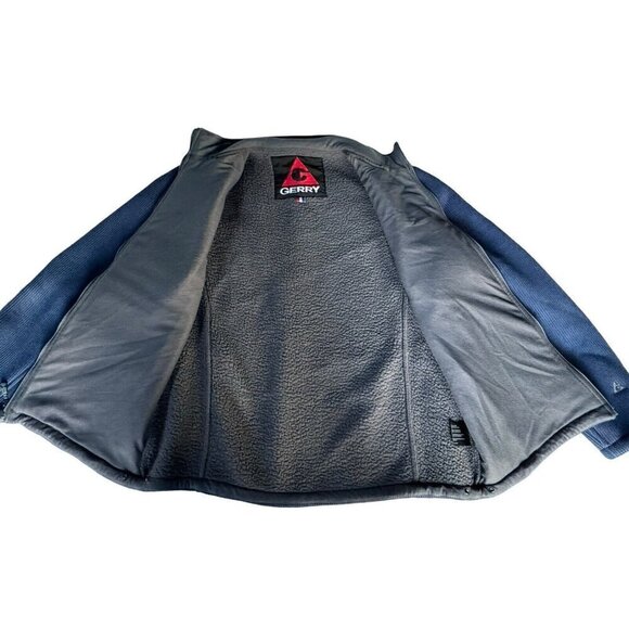 Gerry Men's Size L Blue Textured Waffle Knit Fleece-Lined Full Zip Jacket - Picture 9 of 11